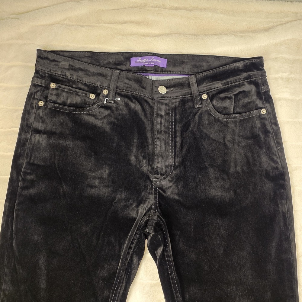 Ralph Lauren Purple Label 160 Slim‎ Denim Velvet Jeans Womens 33* Black $990